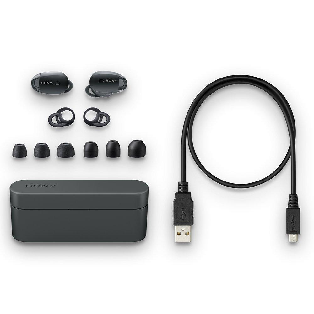 Sony Полностью беспроводные наушники Amazon Alexa Bluetooth с раздельными левым и правым наушниками с 360 Reality Audio 2017 года, черные наушники с шумоподавлением WF-1000X