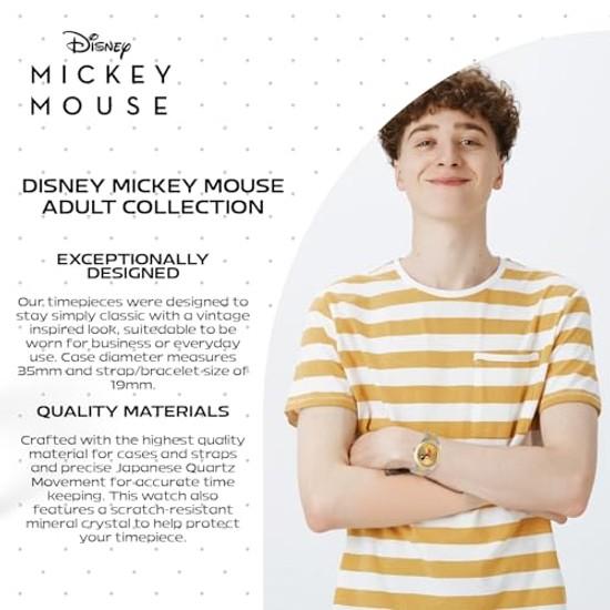 Мужские двухцветные наручные часы Disney Микки Маус. часы 2 - двухцветный корпус/двухцветный браслет из нержавеющей стали.