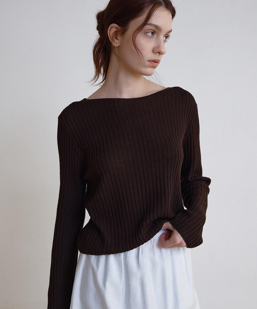 BUT'TON Boat Neck Golgi Knit (Brown)