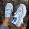 Women's Breathable Woven Sneakers - Lightweight Casual Platform Running Shoes Low-Top Lace-Up Desig Ladies Sneakers