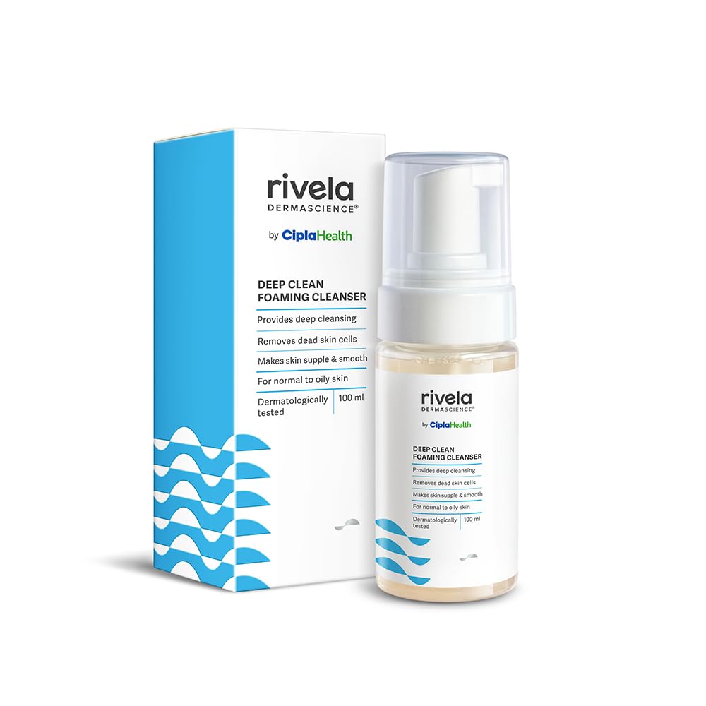 Пенка для глубокого очищения лица Rivela Dermascience от Cipla | Удаляет омертвевшие клетки кожи | Делает кожу эластичной и гладкой | Для нормальной и жирной кожи