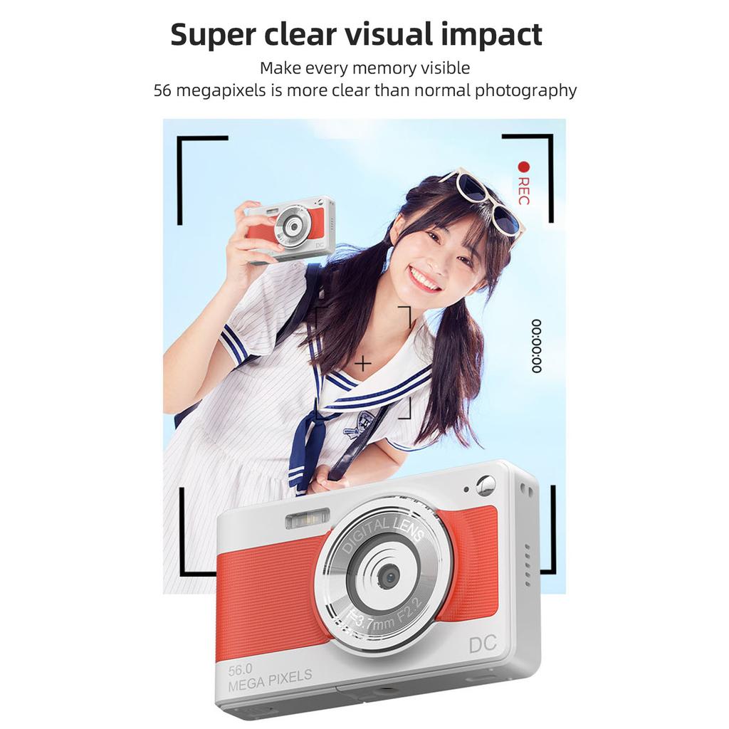 Цифровая камера 1080P Цифровая видеокамера Камкордер 56MP 2.88-дюймовый IPS экран 8X Цифровой зум AF