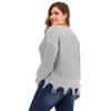 Women's Autumn and Winter Large Size Long Sleeve V-Neck Splicing Thickened Sweater