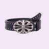 Punk Bohemian Style Belt Skeleton Head Inlaid Waistband Rock Leather Belt  Y2K Style