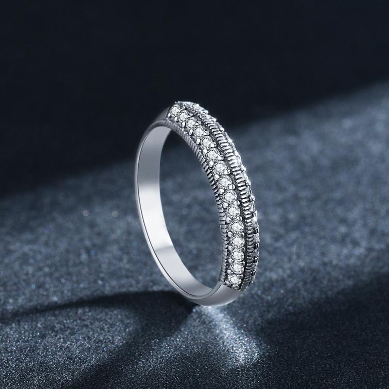 MODIAN Винтажное сверкающее прозрачное кольцо с CZ из стерлингового серебра 925 пробы, штабелируемые кольца на палец для женщин, ювелирные изделия