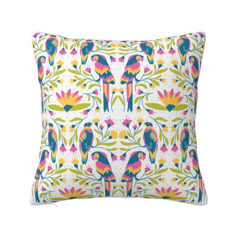 Mexican Otomi Floral Composition Art Modern Throw Pillow Cover Living Room Decoration Folk Flowers Pattern Chair Cushion