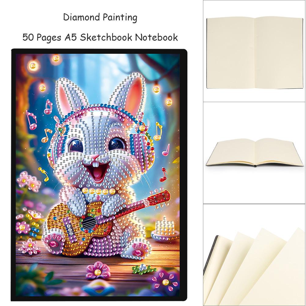 50-Page A5 Size 5D DIY Diamond Art Painting Notebook Kit Crystal Notepad Sketchbook for Birthdays Or Christmas Gifts