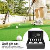1 комплект подарочной коробки для гольфа с 3 мячами 6 тройников, металлический инструмент для ремонта Divot, зажим для шляпы, комплект аксессуаров для гольфа, чехол из искусственной кожи для мужчин и женщин, профессиональный новичок