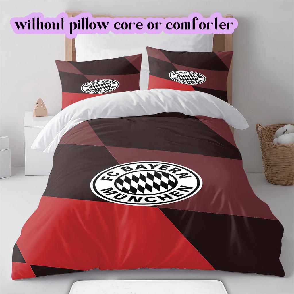 FC Bayern Munich Pattern Bedding Quilt Set Quilt Cover Pillowcase Home Decoration Birthday Gift (1 * duvet cover + 2 * pillowcase, without core)