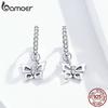 Bamoer Dazzling Butterfly Dangle Earrings for Women 925 Sterling Silver Engagemet Wedding Jewelry