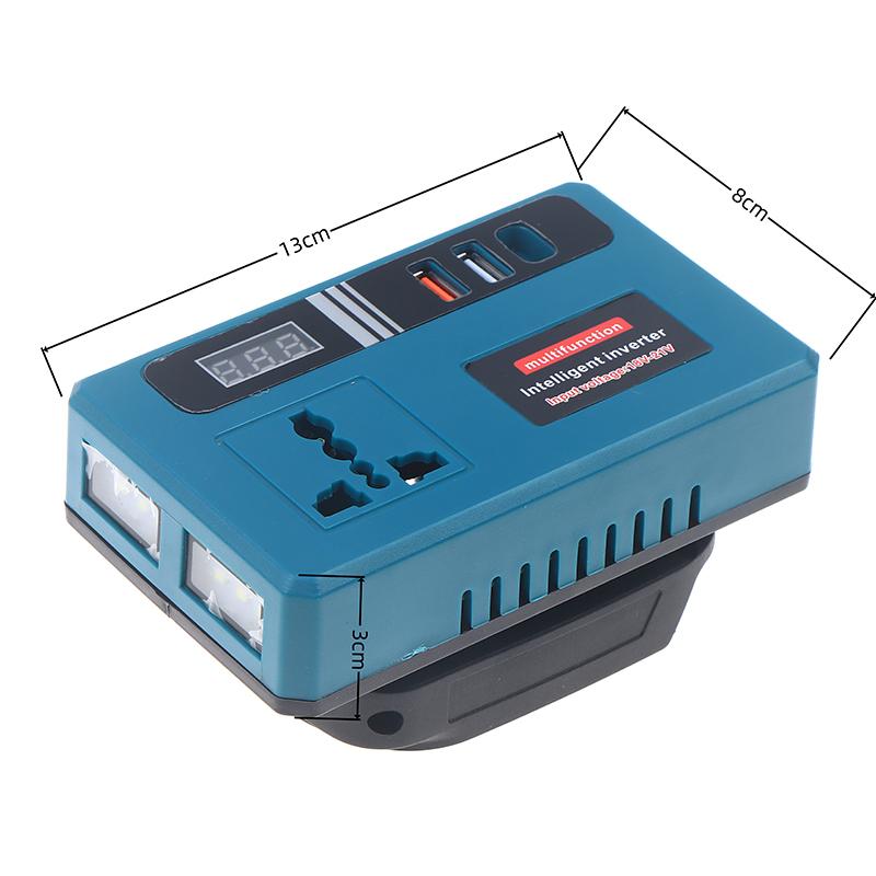 Компактный инвертор с литиевой батареей - от DC21V до 220V AC, оснащенный двойными USB-портами для питания