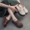 Thick Soled Round Toe Hollow-out Breathable Slippers Genuine Leather Commuting Women's Sandals