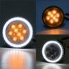 Pair LED Amber Grill Turn Signal Light for Jeep Wrangler JK 07-18 Halo Ring Angel Eye DRL Smoke Lens