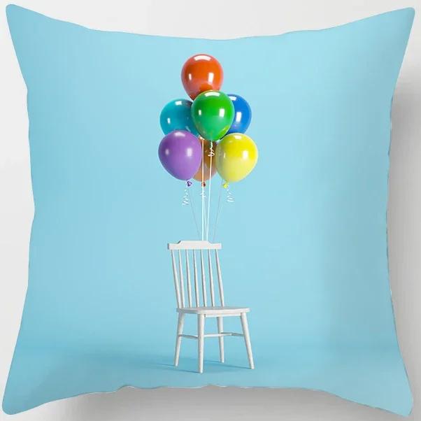 Peach Skin Pillowcase Home Decor  Candy Color Macaron Print Car Sofa Pillow Cushion Cover