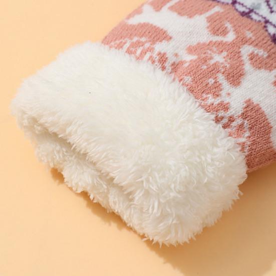 Зимние сенсорные перчатки мужские женские с вязаным узором оленя теплые перчатки на флисовой подкладке толстые перчатки с пушистыми манжетами для велоспорта в помещении и на улице