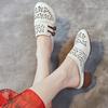 Summer Cowhide Chunky Heel Soft Bottom Leather Sandals Women Retro Cave Shoes
