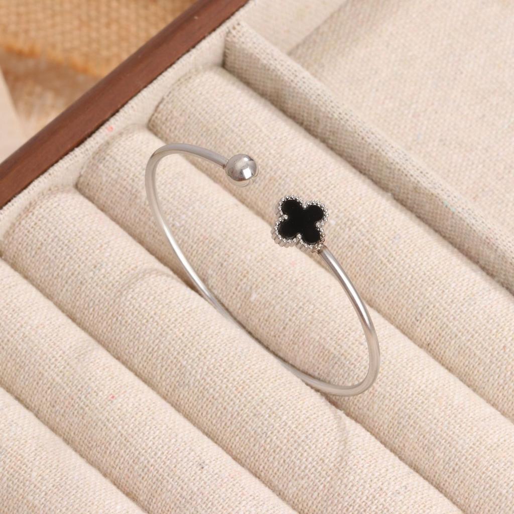 Модный простой индивидуальный браслет с четырьмя листочками клевера, ювелирные изделия из титановой стали, регулируемый женский браслет