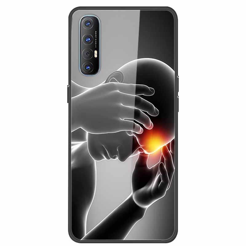 Чехол для телефона Oppo Reno3 Pro 5G Reno 3 Pro Мягкий бампер Закаленное стекло Жесткая задняя крышка Чехлы Для Oppo Reno 3Pro Чехол 6.5" Fundas