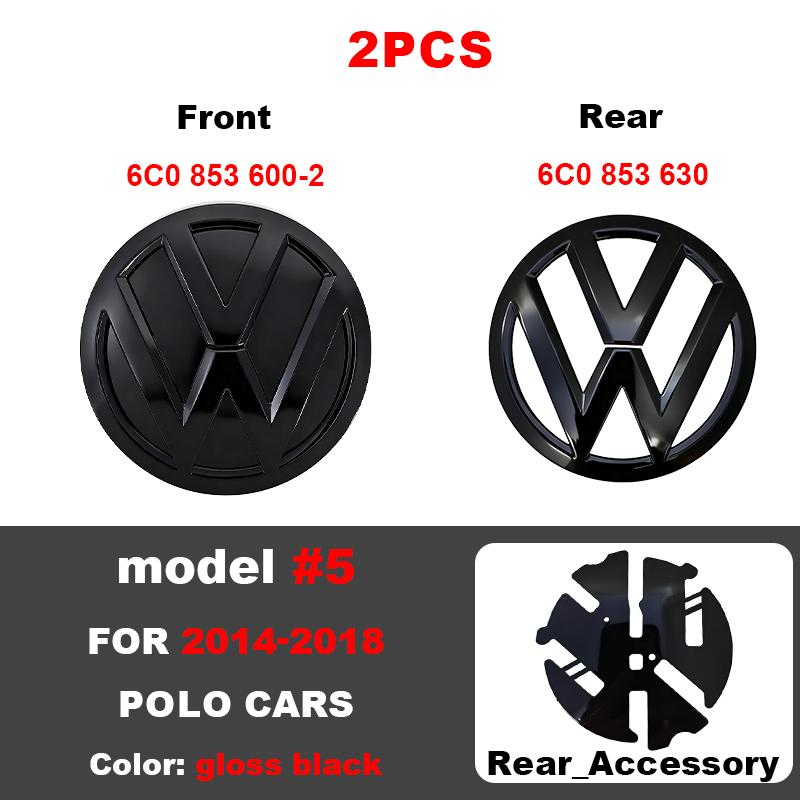 ABCD1 VW Car Front Grill Badge Rear Trunk Lid Emblem Logo 6C0853600 Auto Accessories For Volkswagen Polo 6 6C 2014 2015 2016 2017 2018