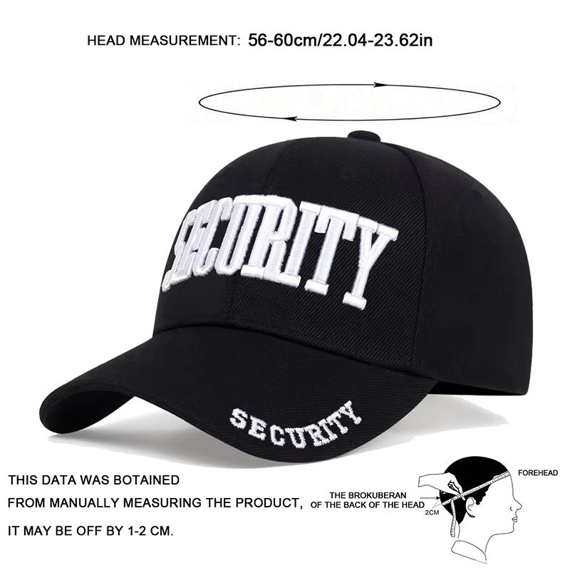 Unisex SECURITY Letter Embroidery Baseball Caps Outdoor Adjustable Spring and Autumn Casual Sunscreen Hat