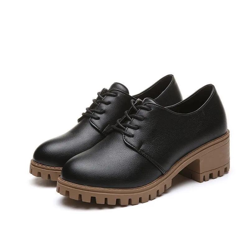 Модная женская обувь для отдыха на каблуках Туфли для женщин Push Size Platform Heels Роскошные коричневые туфли в стиле ретро для женщин