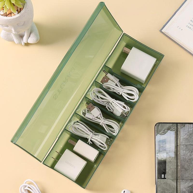 7 Compartments Cable Charger Storage Box - Reusable Data Cable Organizer Case For Home/Office/Travel