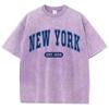 New York Est.1624 Стираные футболки женские с буквенным принтом хлопковые футболки потертые большие размеры женская одежда