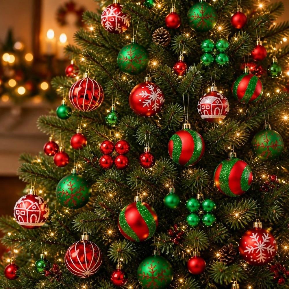 44Pcs/Set Creative Christmas Ball 6/3CM Xmas Ornament Ball Durable Christmas Tree Balls Storefront