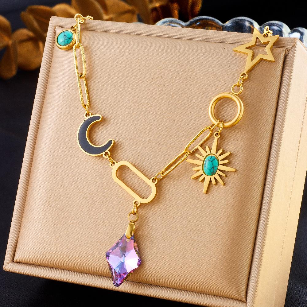 Trendy Rainbow Dopamine Resin Flower Pendant Eye Butterfly Chain Necklace