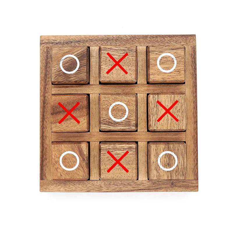 Wooden Tic Tac Toe Board Game XO Chess Parent Child Interaction Party Spiele Juegos De Mesas Para Toda La Familia