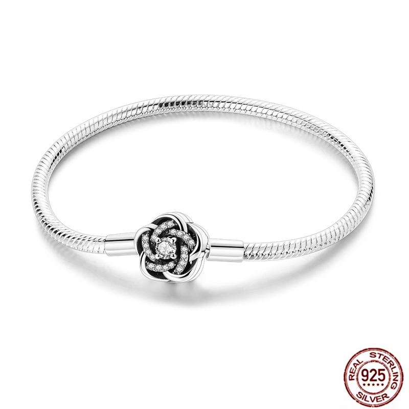 17-20CM Star Moon Bracelet 925 Copper Pink Heart Clover Charms Snake Chain Luminous Bracelet For Women DIY Birthday Zircon Gift