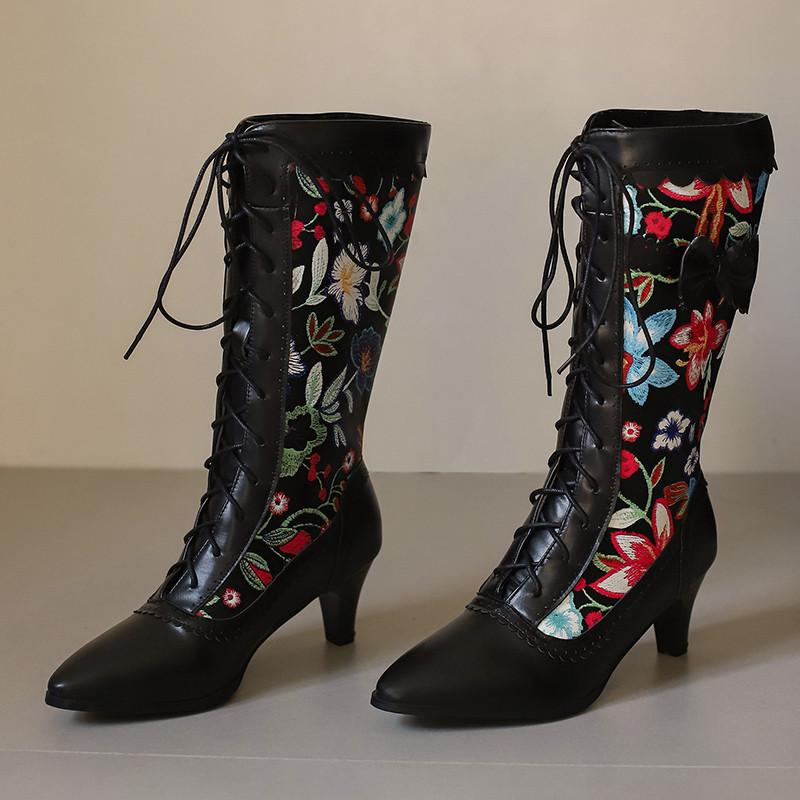 Женские ботильоны на высоком каблуке, осень-зима, новые, симпатичные, толстые каблуки, цветные, на фоне больших размеров сапог