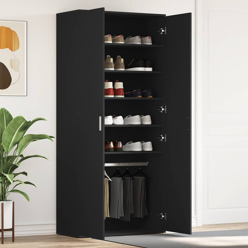 Shoe Cabinet with Shelf Black 80 x 39 x 178 cm Engineered Wood