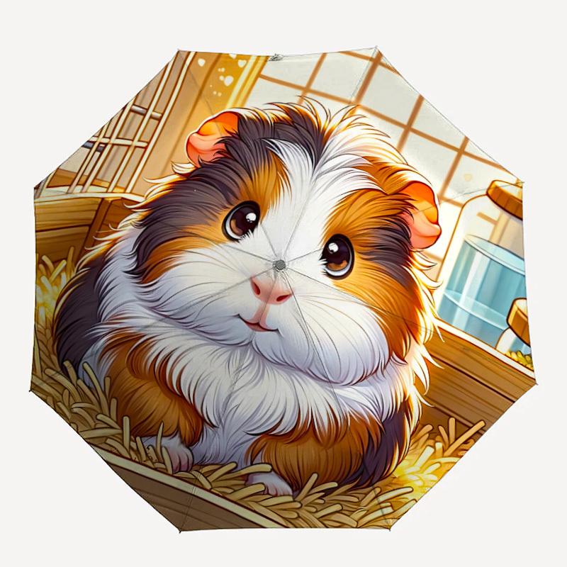 1pc Guinea PigAutomatic Open/close Folding Umbrella, Compact Portable Travel Umbrella, Perfect Birthday/Holiday, Cute Umbrella y052