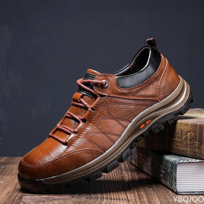 New Fashion Autumn Men Leather Shoes Brogue Casual Safety Shoes Men Genuine Leather Shoes Work Business Casual Sneakers Size 48