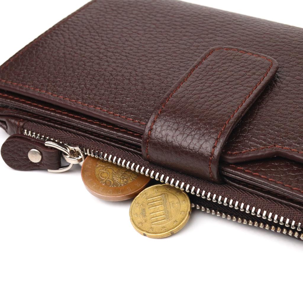 Стильный Женский вертикальный кошелек из натуральной кожи CANPELLINI Wallet 21642 Коричневый