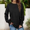 Женский топ с круглым вырезом средней длины, свободный однотонный свитер с длинными рукавами, эластичными манжетами и подолом, повседневная толстовка на весну и осень