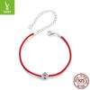 Delicate Moissanite Red Rope Lucky Bracelet, New Year'S 50-Point Mozzarella Diamond S925 Silver Bracelet.