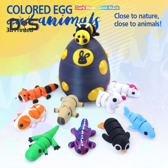 Яйцо дракона с мини-животными, 3D-печатные шарнирные фигурки животных внутри яйца, карманная игрушка для питомца, игрушка для детей, подарок, пасхальная корзина, наполнители