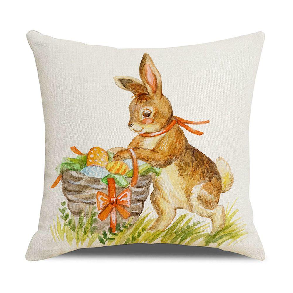 Happy Easter Bunny Eggs Sofa Pillow Case Cushion Cover Easter Decorations Easter Pillowcase