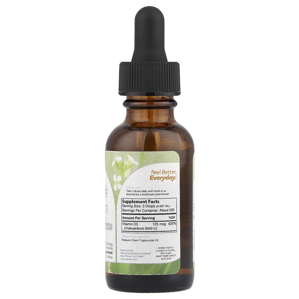 Vitamin D3, Advanced D3 Formula, 125Mcg(5,000Iu), 30Ml(1Fl Oz)
