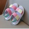 Модные спортивные сандалии для девочек, разноцветная отделка, мягкая подошва, нескользящие, розовые, удобный верх из ПУ, открытый носок, нескользящая модная детская обувь