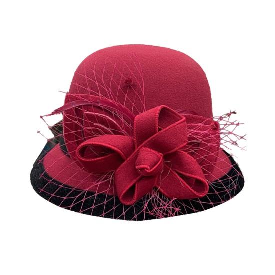 Женская зимняя шерстяная шляпа однотонная с сетчатым бантом декор шляпа-ведро осень зима для активного отдыха путешествий