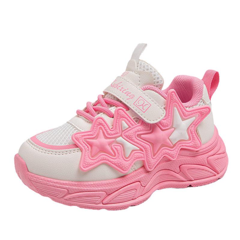 New Spring Girls' Comfortable Wear-Resistant Soft Sole Sneakers Breathable Mesh Outdoor Running Shoes
