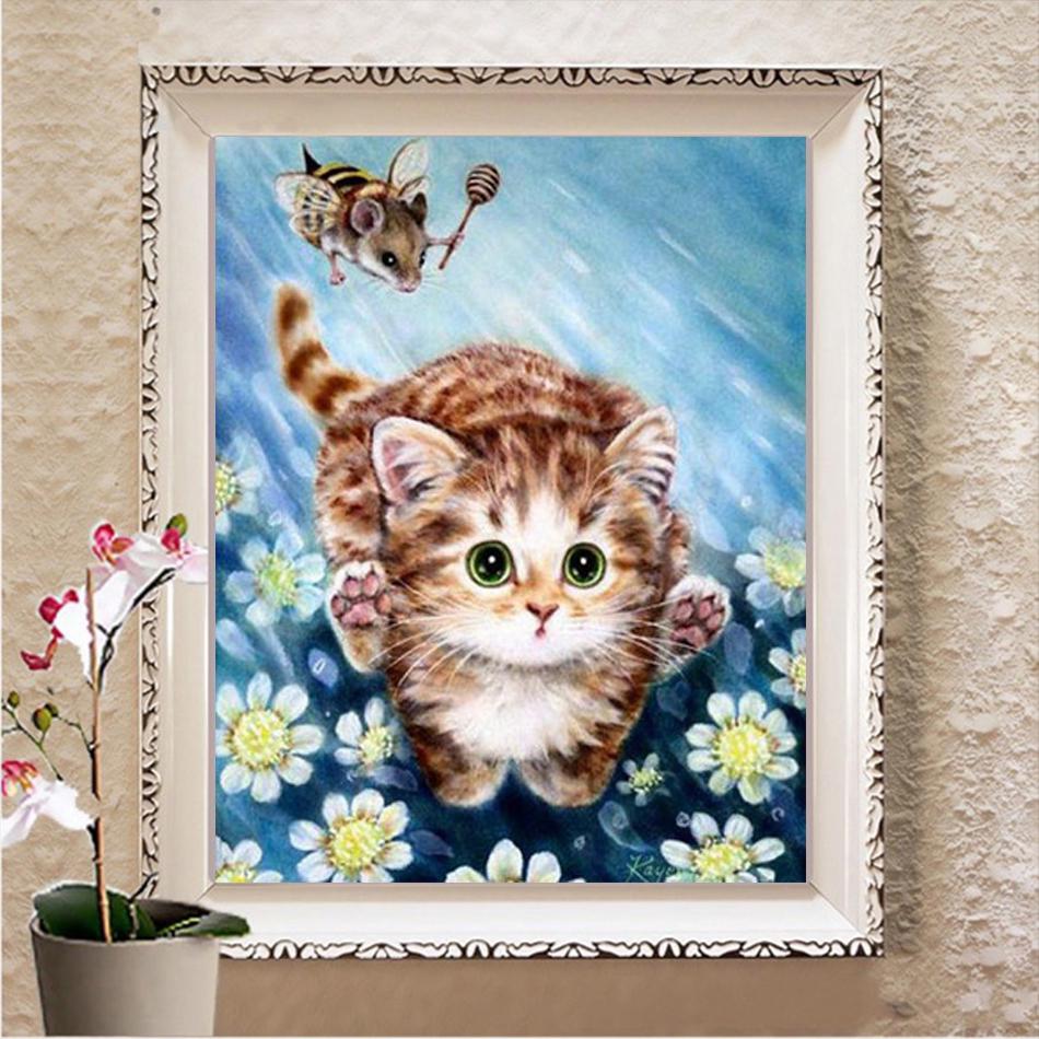 5D Crystal Diamond Painting Cute Kitten Diy Diamond Embroidery Home Decor Gifts Cross Stitch