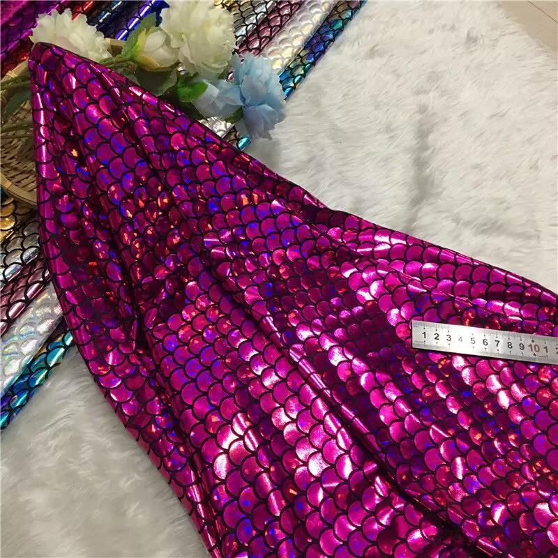 Ткань с блестками под рыбью чешую, эластичная, для DIY, костюмов для сценических выступлений, украшения свадебной вечеринки, шитья, ткани для купальника русалки