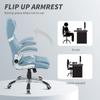Linen-Look Office Chair, with Adjustable Height and Tension - Blue