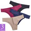3 Pieces/Set Women Bikini Panties Ice Silk Seamless Low Rise Sexy Female Brazilian Underwear