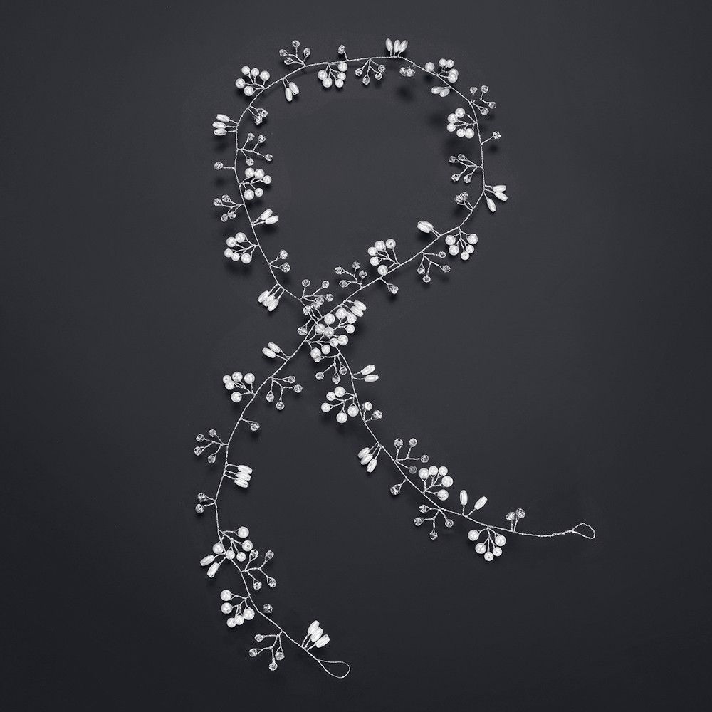 Тиара Романтические украшения для волос Свадебная прическа Виноградная лоза Ободок для волос со стразами Аксессуары для невесты Жемчуг Кристалл