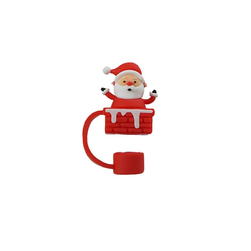 Cute Christmas Soft Drinking Straw Cap Dustproof Cover Silicone Straw Sleeve Dustproof Cap Straw Toppers Spill Proof Stopper